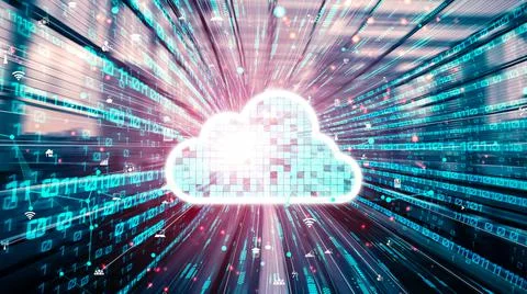 Cloud computer and online data storage with tacit intelligent sharing software 库存照片