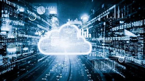 Cloud computer and online data storage with tacit intelligent sharing software Stock Photos