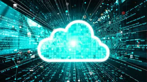 Cloud computer and online data storage with tacit intelligent sharing software Stock Photos