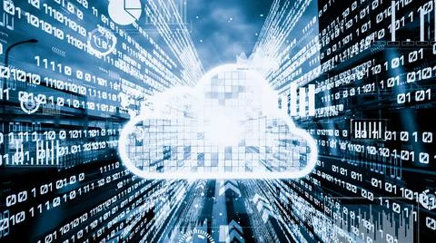 Cloud computer and online data storage with tacit intelligent sharing software Stock Photos