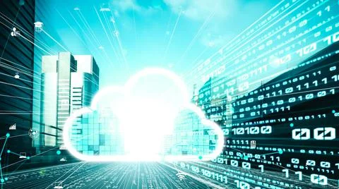 Cloud computer and online data storage with tacit intelligent sharing software Stock Photos