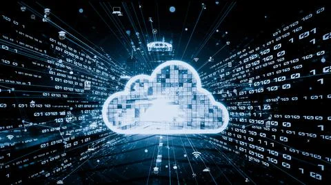 Cloud computer and online data storage with tacit intelligent sharing software Stock Photos