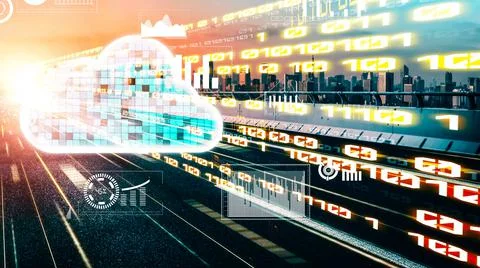 Cloud computer and online data storage with tacit intelligent sharing software Stock Photos