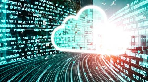 Cloud computer and online data storage with tacit intelligent sharing software 库存照片
