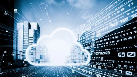 Cloud computer and online data storage with tacit intelligent sharing software 库存照片