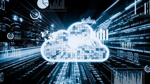 Cloud computer and online data storage with tacit intelligent sharing software Stock Photos