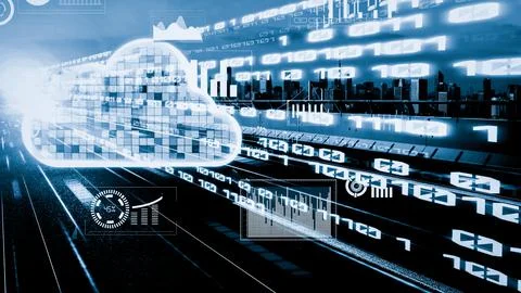 Cloud computer and online data storage with tacit intelligent sharing software Stock Photos