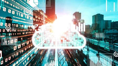 Cloud computer and online data storage with tacit intelligent sharing software Stock Photos