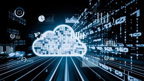 Cloud computer and online data storage with tacit intelligent sharing software Stock Photos