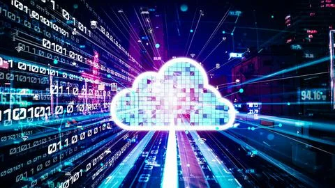 Cloud computer and online data storage with tacit intelligent sharing software Stock Photos