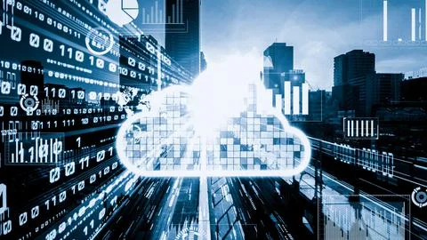 Cloud computer and online data storage with tacit intelligent sharing software 스톡 사진