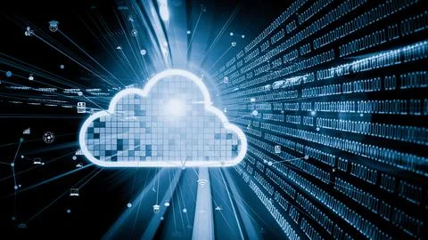 Cloud computer and online data storage with tacit intelligent sharing software 库存照片