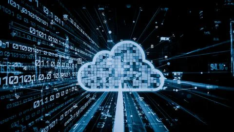 Cloud computer and online data storage with tacit intelligent sharing software Stock Photos