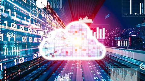 Cloud computer and online data storage with tacit intelligent sharing software Stock Photos