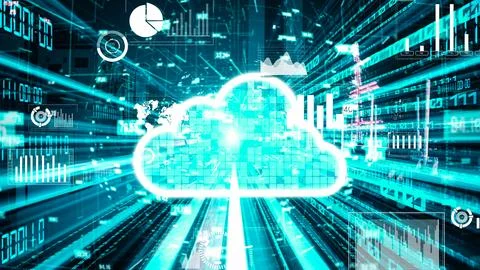 Cloud computer and online data storage with tacit intelligent sharing software Stock Photos