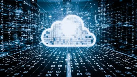 Cloud computer and online data storage with tacit intelligent sharing software 库存照片