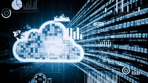 Cloud computer and online data storage with tacit intelligent sharing software 库存照片