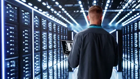 Cloud Computer Center Programmer Stock Footage 293113357