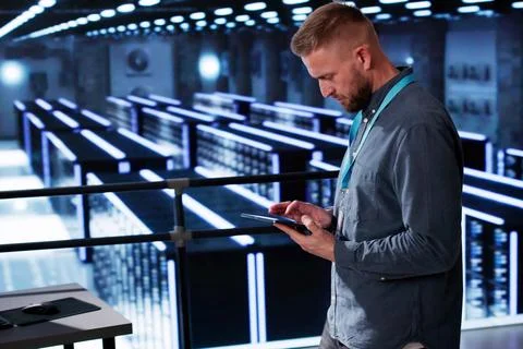 Cloud Computer Center Programmer Stock Photos