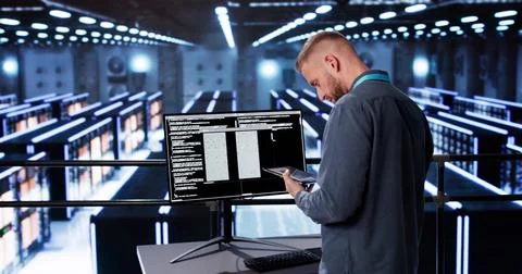 Cloud Computer Center Programmer Stock Photos