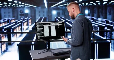 Cloud Computer Center Programmer Stock Photos