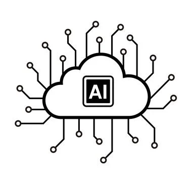 A cloud of computer code with the letters AI on it Stockillustratie