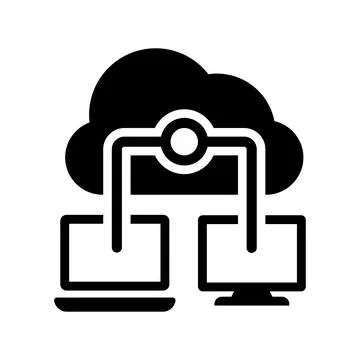Cloud, computer, connection icon. Black vector graphics. Stock Photos