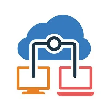 Cloud, computer, connection icon. Editable vector logo. Stock Photos