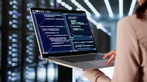 Cloud Computer Engineer Coding In Server Room In Data Center Stock Footage 314524975