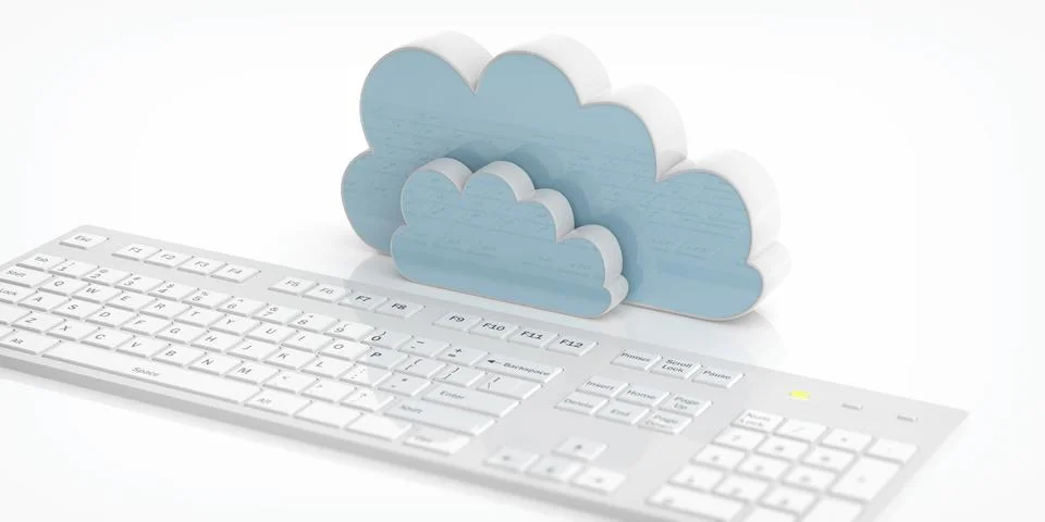 Cloud Computer keyboard white background 스톡 일러스트