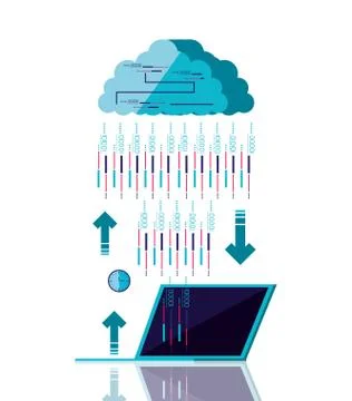 Cloud computer with laptop computer and circuit Stock Illustration