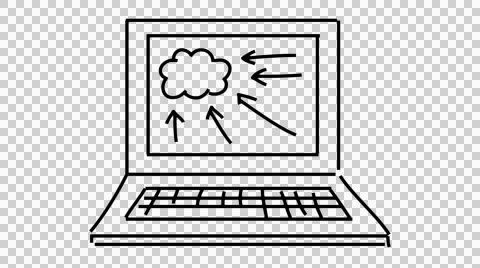 Cloud Computer laptop hand drawn illustration animation sketch with transparent  Stock Footage 43640146