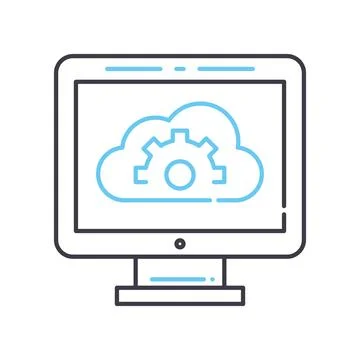 Cloud computer line icon, outline symbol, vector illustration, concept sign Illustrazione stock