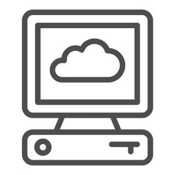 Cloud on computer screen line icon, smart home concept, Cloud computing Stock Illustration