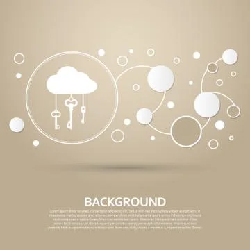 Cloud computer storage with lock icon on a brown background with elegant styl Illustrazione stock