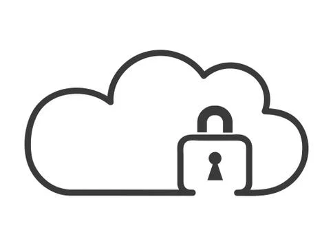 Cloud computer storage with lock safety concept symbol simple icon Stock Illustration