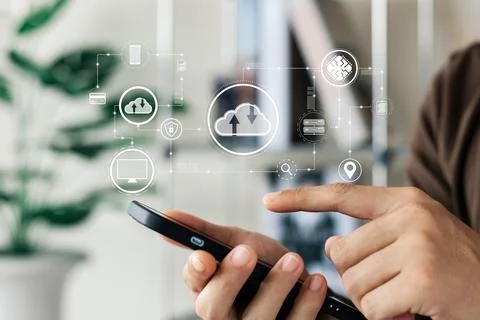 Cloud Computer technology and storage online for computer business network id Stock Photos