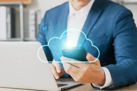 Cloud Computer technology and storage online for computer business network id Stock Photos