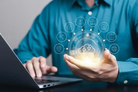 Cloud Computer technology and storage online for computer business network id Stock Photos