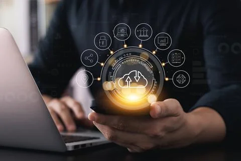 Cloud Computer technology and storage online for computer business network id Stock Photos