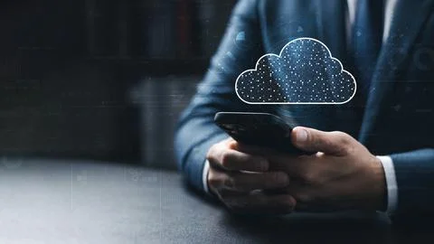 Cloud Computer technology and storage online for computer business network id Stock Photos