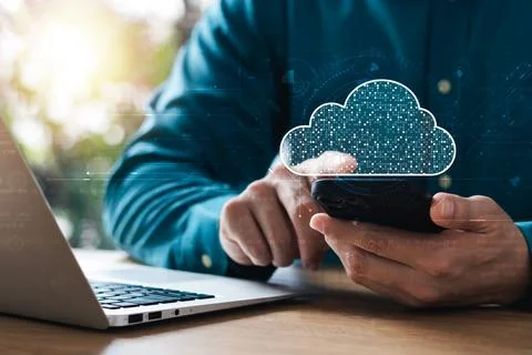 Cloud Computer technology and storage online for computer business network id Stock Photos