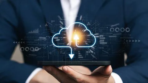 Cloud Computer technology and storage online for computer business network .. Stock Photos