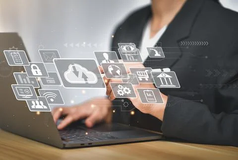 Cloud Computer technology.Internet of things,technology big data,business str Stock Photos