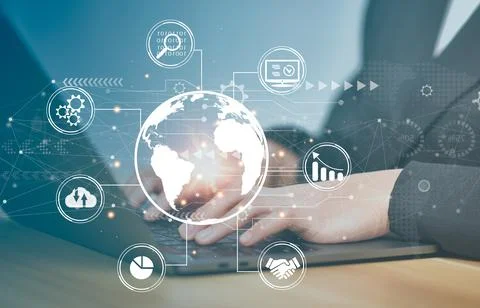 Cloud Computer technology.Internet of things,technology big data,business str Stock Photos