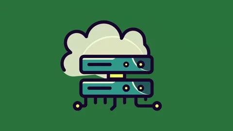 A cloud with computer on top of it and above green background picture an image Stock-Footage 336858592