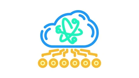 Cloud computin quantum technology color icon animation Stock Footage 327263914