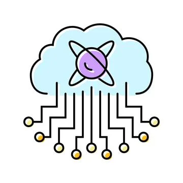 Cloud computin quantum technology color icon vector illustration Stock Illustration