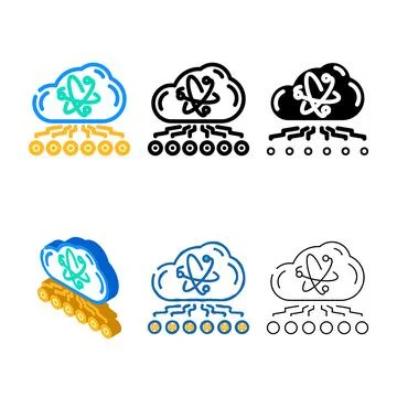 Cloud computin quantum technology color icon vector types イラスト素材