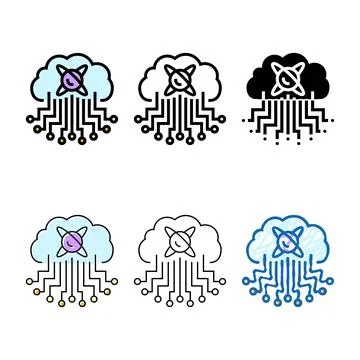 Cloud computin quantum technology color icon types vector 스톡 일러스트